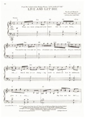Picture of Live And Let Die, movie title song, Paul & Linda McCartney, arr. Pietro Deiro Jr. for accordion solo, pdf copy