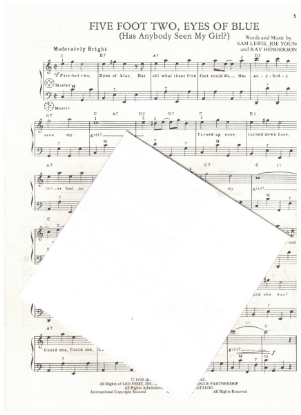 Picture of Five Foot Two Eyes of Blue, Sam Lewis/ Joe Young/ Ray Henderson, arr. Pietro Deiro Jr. for accordion solo, pdf copy 