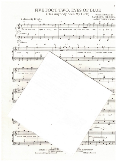 Picture of Five Foot Two Eyes of Blue, Sam Lewis/ Joe Young/ Ray Henderson, arr. Pietro Deiro Jr. for accordion solo, pdf copy 