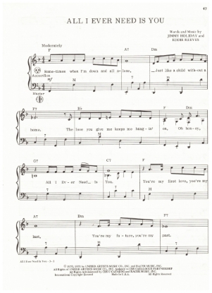 Picture of All I Ever Need Us You, Jimmy Holiday & Eddie Reeves, recorded by Sonny & Cher, arr. Pietro Deiro Jr. for accordion solo, pdf copy