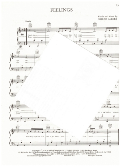 Picture of Feelings, Morris Albert, arr. Pietro Deiro Jr. for accordion solo, pdf copy 