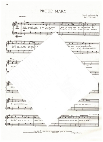 Picture of Proud Mary, John Fogerty, recorded by CCR, arr. Pietro Deiro Jr. for accordion solo, sheet music