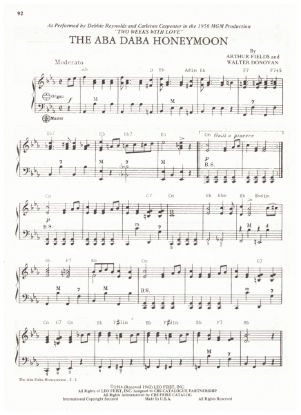 Picture of The Aba Daba Honeymoon, used in 1950 movie "Two Weeks With Love", recorded by Debbie Reynolds, arr. Pietro Deiro Jr. for accordion solo, pdf copy 