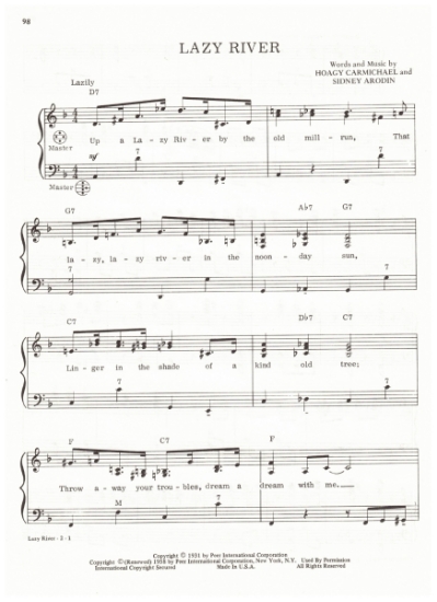 Picture of Lazy River, Sidney Arodin & Hoagy Carmichael, arr. Pietro Deiro Jr. for accordion solo, pdf copy 