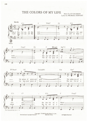Picture of The Colors of My Life, from M.C. "Barnum", Michael Stewart & Cy Coleman, arr. Pietro Deiro Jr. for accordion solo, pdf copy 