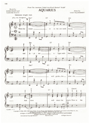 Picture of Aquarius, from M.C. "Hair", James Rado/ Gerome Ragni/ Galt MacDermot, arr. Pietro Deiro Jr. for accordion solo, pdf copy 