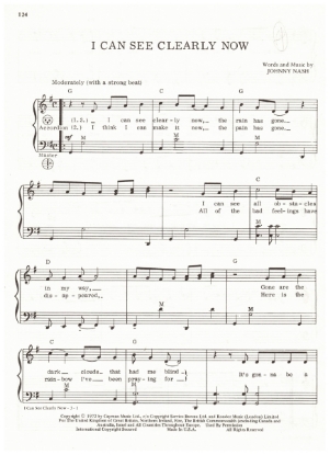 Picture of I Can See Clearly Now, written & recorded by Johnny Nash, arr. Pietro Deiro Jr. for accordion solo, sheet music