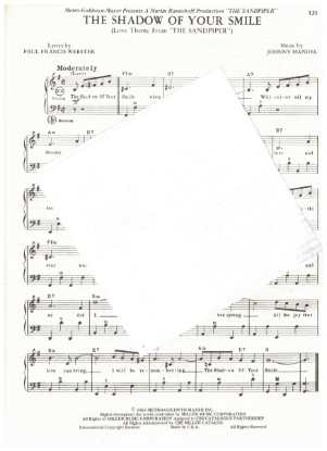 Picture of The Shadow of Your Smile, theme from "The Sandpiper", Paul Francis Webster & Johnny Mandel, arr. Pietro Deiro Jr. for accordion solo, pdf copy 