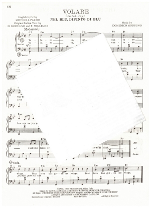 Picture of Volare (Nel blu dipinto di Blu) written & recorded by Domenico Modugno, arr. Pietro Deiro Jr. for accordion solo, pdf copy 