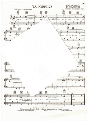 Picture of Tangerine, Johnny Mercer & Victor Schertzinger, arr. Pietro Deiro Jr. for accordion solo, sheet music