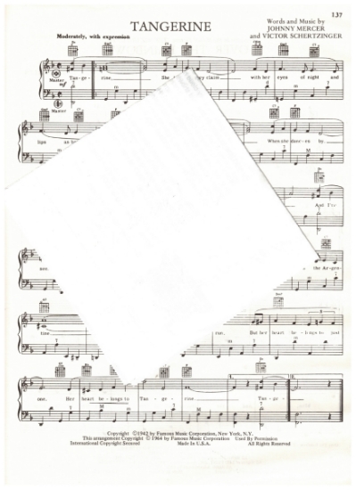 Picture of Tangerine, Johnny Mercer & Victor Schertzinger, arr. Pietro Deiro Jr. for accordion solo, sheet music