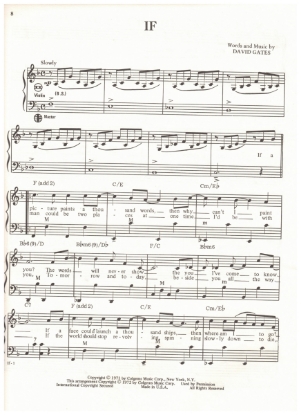 Picture of If, David Gates recorded by Bread, arr. Pietro Deiro Jr. for accordion solo, sheet music
