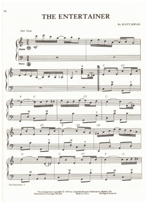 Picture of The Entertainer, Scott Joplin, arr. Pietro Deiro Jr. for accordion solo, pdf copy 