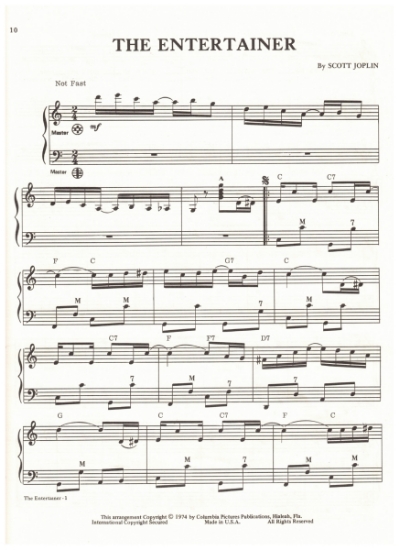 Picture of The Entertainer, Scott Joplin, arr. Pietro Deiro Jr., medium difficulty six page accordion solo