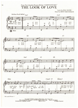 Picture of The Look of Love, from movie "Casino Royale", Hal David & Burt Bacharach, arr. Pietro Deiro Jr. for accordion solo, pdf copy