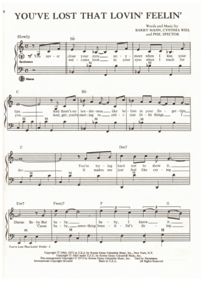 Picture of You've Lost That Lovin' Feelin', Barry Mann/ Cynthia Weill/ Phil Spector, recorded by The Righteous Brothers, arr. Pietro Deiro Jr. for accordion solo, pdf copy 