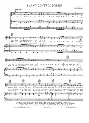 Picture of I Can't Control Myself, Reg Presley, recorded by The Troggs, sheet music