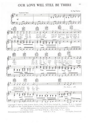 Picture of Our Love Will Still Be There, Reg Presley, recorded by The Troggs, sheet music