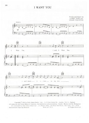 Picture of I Want You, Larry Page & Colin Frechter, recorded by The Troggs, sheet music