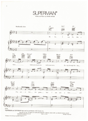 Picture of Superman, Richie Snyder, recorded by Barbra Streisand, sheet music, pdf copy