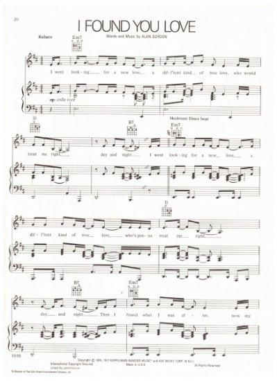 Picture of I Found You Love, Alan Gordon, recorded by Barbra Streisand, pdf copy 