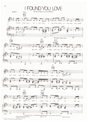 Picture of I Found You Love, Alan Gordon, recorded by Barbra Streisand, sheet music, pdf copy