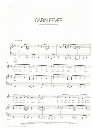 Picture of Cabin Fever, Ron Nagle, recorded by Barbra Streisand, sheet music, pdf copy 