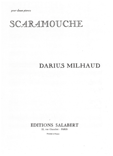 Picture of Scaramouche, Darius Milhaud, piano duo, two pianos four hands
