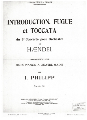 Picture of Introduction Fugue and Toccata from 3rd Concerto for Orchestra, G. F. Handel, arr. I. Philipp for piano duo