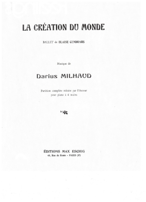 Picture of Le creation du monde, Darius Milhaud, piano duet