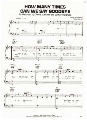 Picture of How Many Times Can We Say Goodbye, Steve Goldman, recorded by Dionne Warwick & Luther Vandross, sheet music, pdf copy