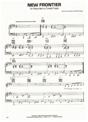 Picture of New Frontier, written & recorded by Donald Fagen, sheet music, pdf copy 