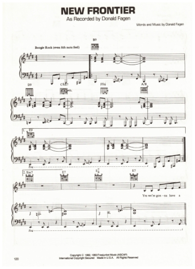 Picture of New Frontier, written & recorded by Donald Fagen, sheet music, pdf copy 