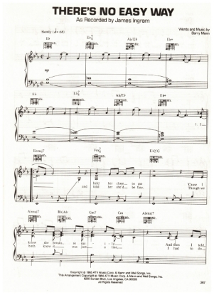 Picture of There's No Easy Way, Barry Mann, recorded by James Ingram, sheet music, pdf copy 