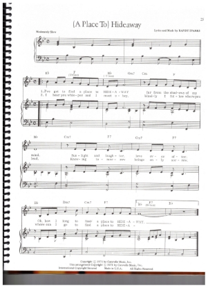Picture of (A Place To) Hide Away, Randy Sparks, recorded by The Carpenters, sheet music, pdf copy