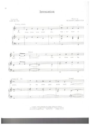 Picture of Invocation. John Betts & Richard Carpenter, recorded by The Carpenters, sheet music, pdf copy