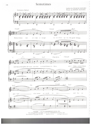 Picture of Sometimes, Felice & Henry Mancini, recorded by The Carpenters, sheet music