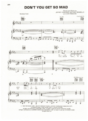 Picture of Don't You Get So Mad, Jeffrey Osborne/ Michael Sembello/ Don Freeman, recorded by Jeffrey Osborne, sheet music, pdf copy 
