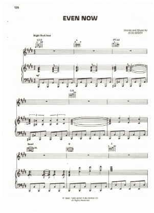 Picture of Even Now, Bob Seger, recorded by Bob Seger & the Silver Bullet Band, sheet music, pdf copy 