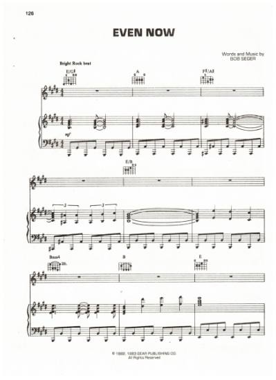 Picture of Even Now, Bob Seger, recorded by Bob Seger & the Silver Bullet Band, sheet music, pdf copy 