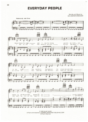 Picture of Everyday People, Sylvester Stewart, recorded by Joan Jett & the Blackhearts, sheet music, pdf copy