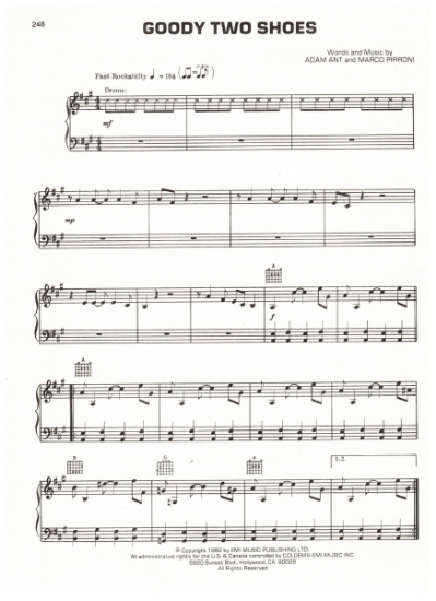 Picture of Goody Two Shoes, Adam Ant & Marco Pirroni, recorded by Adam & the Ants, sheet music, pdf copy 