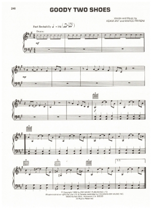 Picture of Goody Two Shoes, Adam Ant & Marco Pirroni, recorded by Adam & the Ants, sheet music