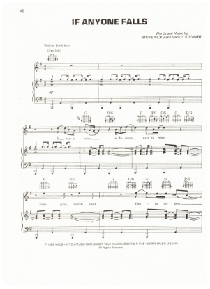 Picture of If Anyone Falls, Stevie Nicks & Sandy Stewart recorded by Stevie Nicks, sheet music, pdf copy 