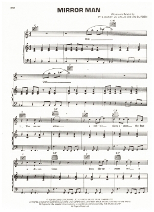 Picture of Mirror Man, Phil Oakey/ Jo Callis/ Ian Burden, recorded by Human League, sheet music