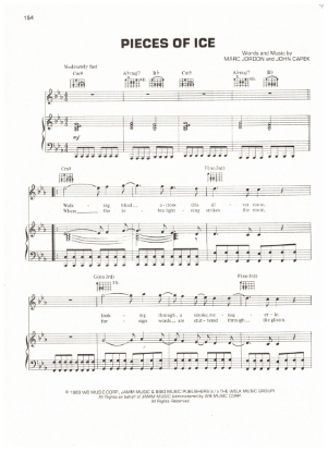 Picture of Pieces of Ice, Marc Jordon & John Capek, recorded by Diana Ross, sheet music, pdf copy