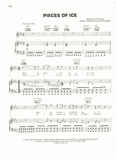 Picture of Pieces of Ice, Marc Jordon & John Capek, recorded by Diana Ross, sheet music