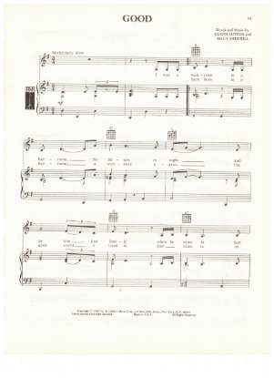 Picture of Good, Billy Sherrill & Glenn Sutton, recorded by Tammy Wynette, sheet music, pdf copy