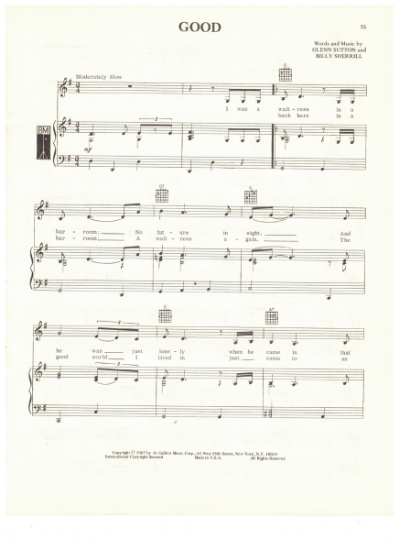 Picture of Good, Billy Sherrill & Glenn Sutton, recorded by Tammy Wynette, sheet music, pdf copy
