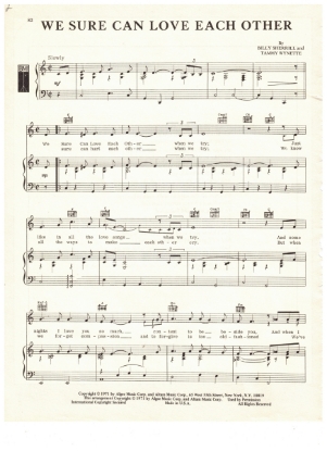 Picture of We Sure Can Love Each Other, Billy Sherrill & Tammy Wynette, recorded by Tammy Wynette, sheet music